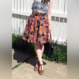 Anthropologie Nathalie Lété Paris Hamatreya Bird & Butterfly A-Line Circle Skirt